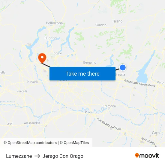 Lumezzane to Jerago con Orago map