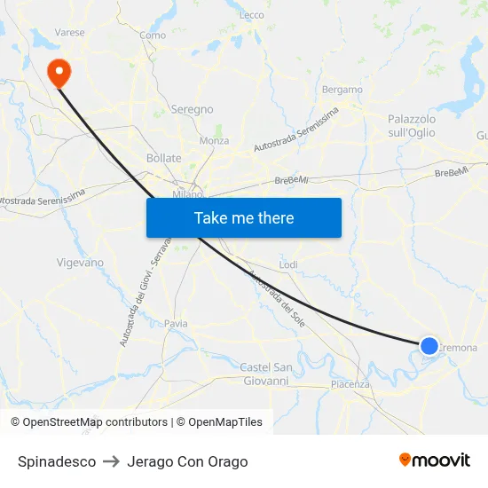 Spinadesco to Jerago con Orago map