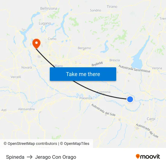 Spineda to Jerago con Orago map