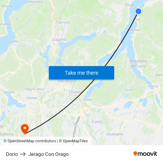 Dorio to Jerago con Orago map