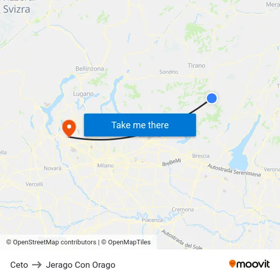 Ceto to Jerago con Orago map