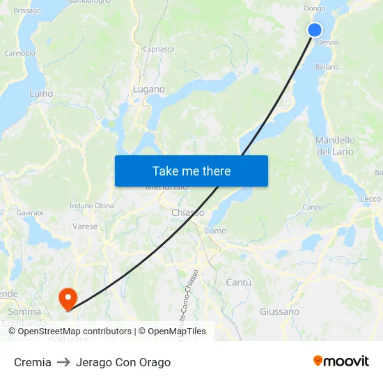 Cremia to Jerago con Orago map