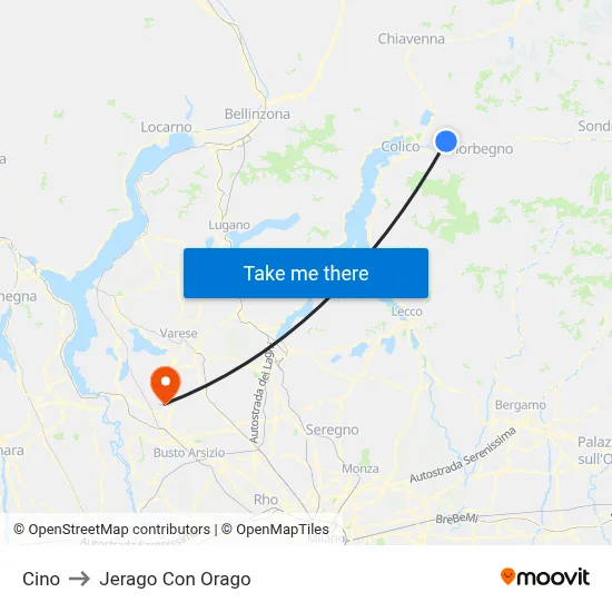 Cino to Jerago con Orago map