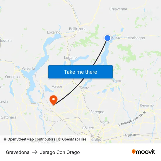 Gravedona to Jerago con Orago map