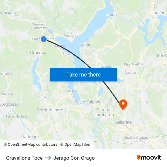 Gravellona Toce to Jerago con Orago map