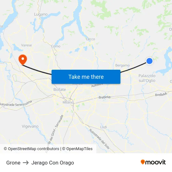 Grone to Jerago con Orago map