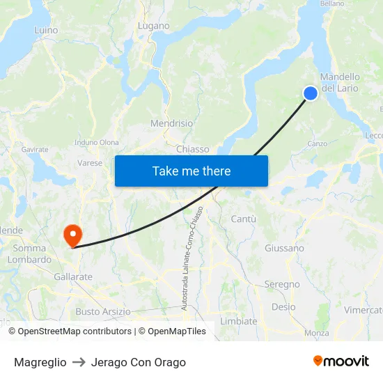 Magreglio to Jerago con Orago map