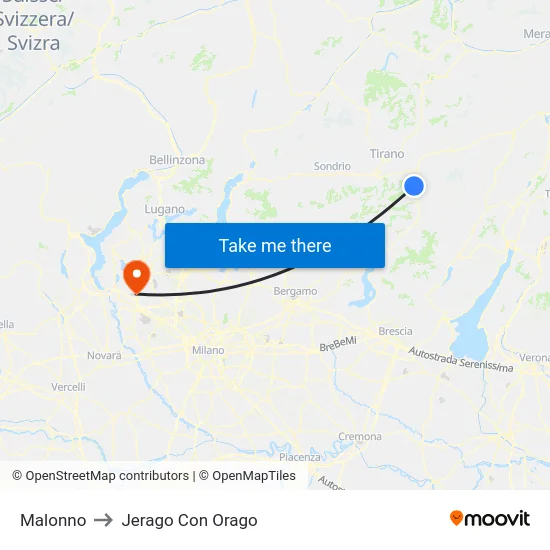 Malonno to Jerago con Orago map