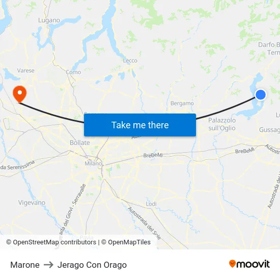 Marone to Jerago con Orago map