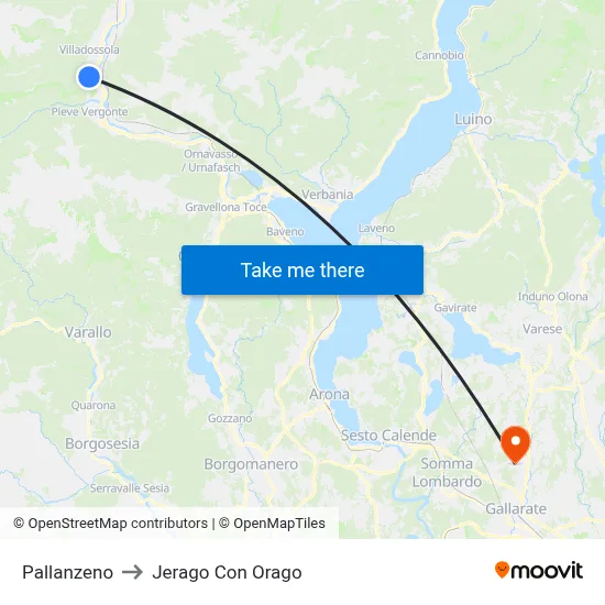 Pallanzeno to Jerago Con Orago map