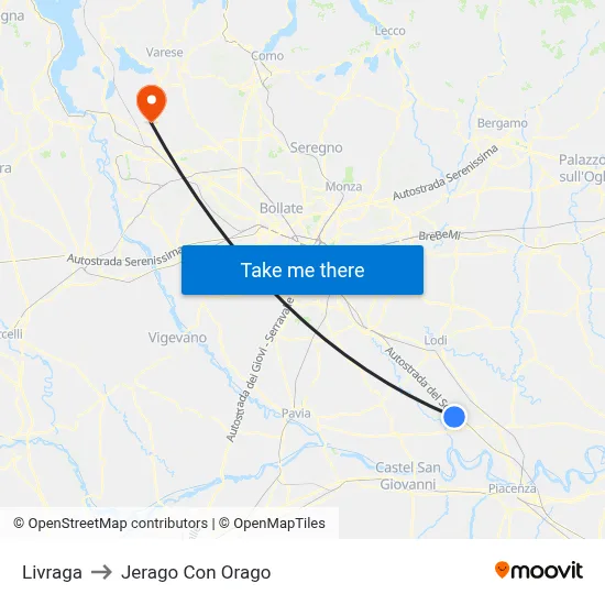 Livraga to Jerago con Orago map