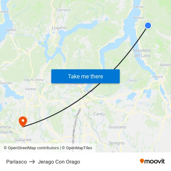 Parlasco to Jerago Con Orago map