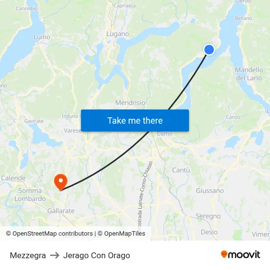 Mezzegra to Jerago con Orago map