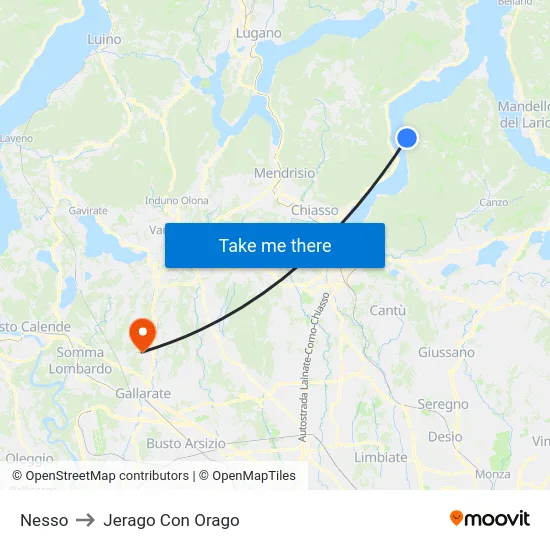 Nesso to Jerago Con Orago map