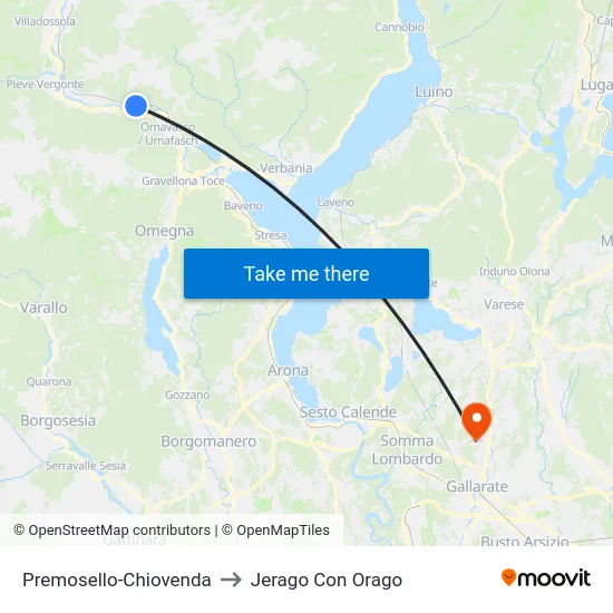 Premosello-Chiovenda to Jerago Con Orago map