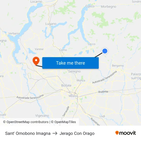 Sant' Omobono Imagna to Jerago Con Orago map