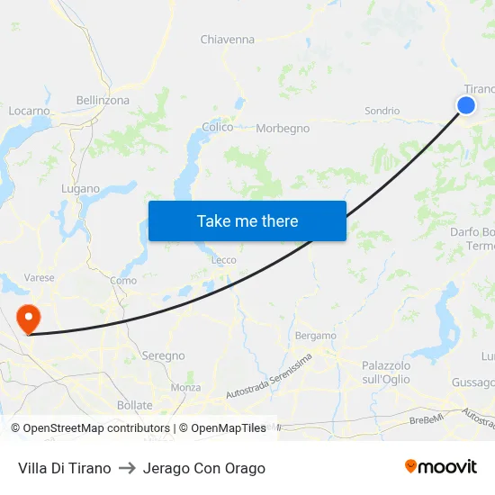 Villa Di Tirano to Jerago con Orago map