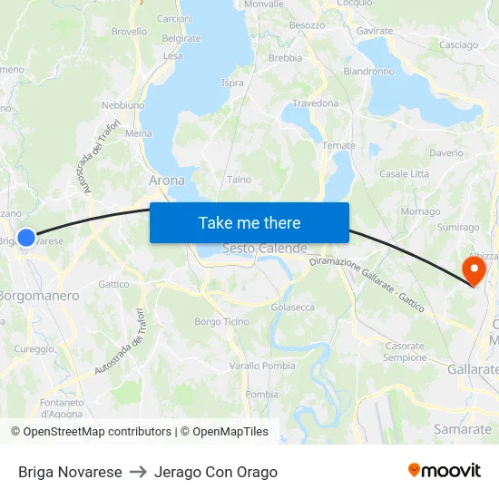 Briga Novarese to Jerago con Orago map