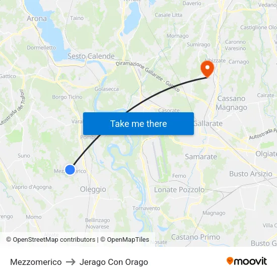 Mezzomerico to Jerago con Orago map