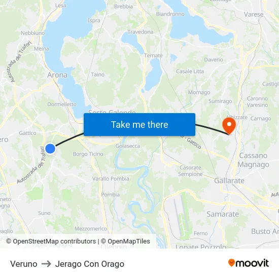 Veruno to Jerago con Orago map