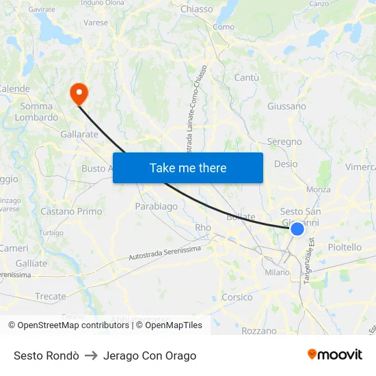 Sesto Rondò to Jerago con Orago map