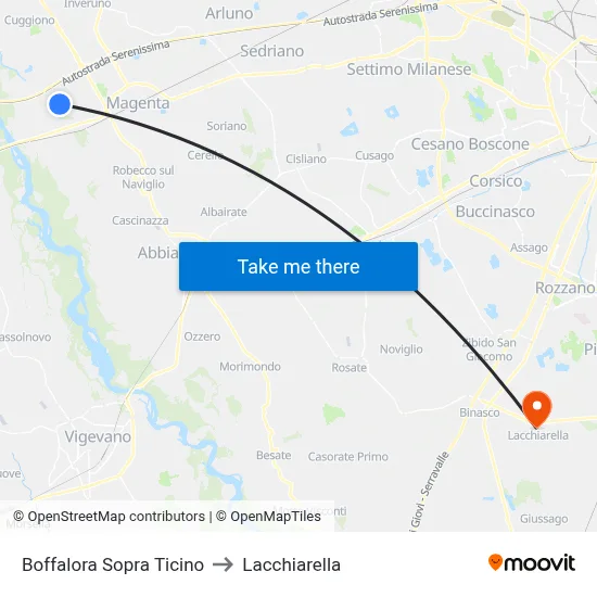 Boffalora Sopra Ticino to Lacchiarella map