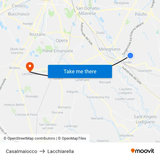 Casalmaiocco to Lacchiarella map
