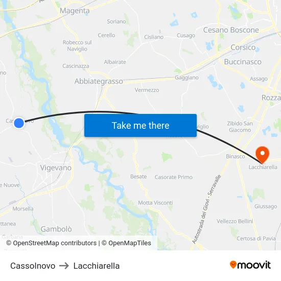 Cassolnovo to Lacchiarella map