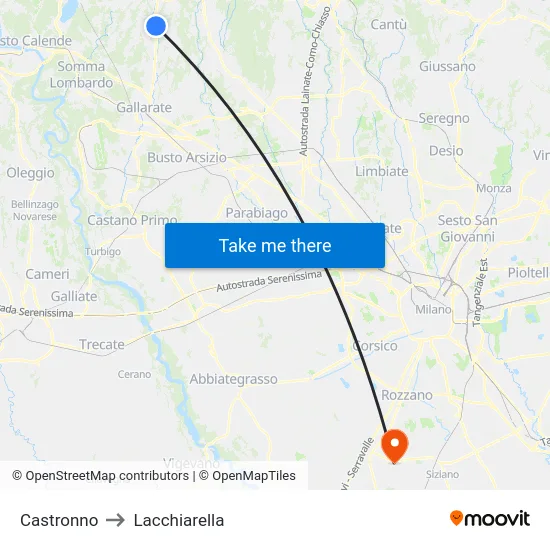 Castronno to Lacchiarella map