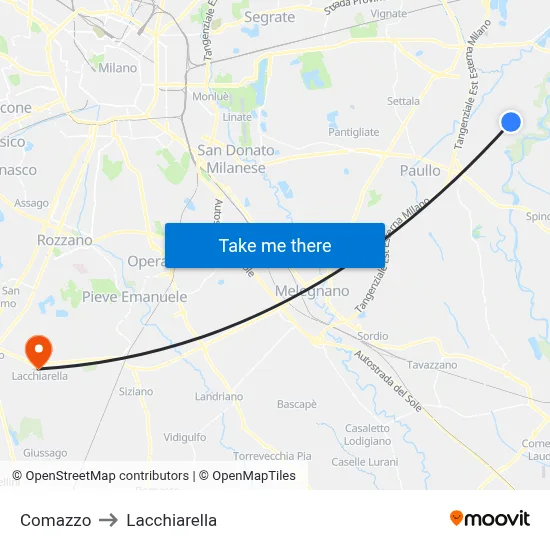 Comazzo to Lacchiarella map