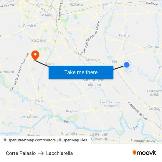 Corte Palasio to Lacchiarella map