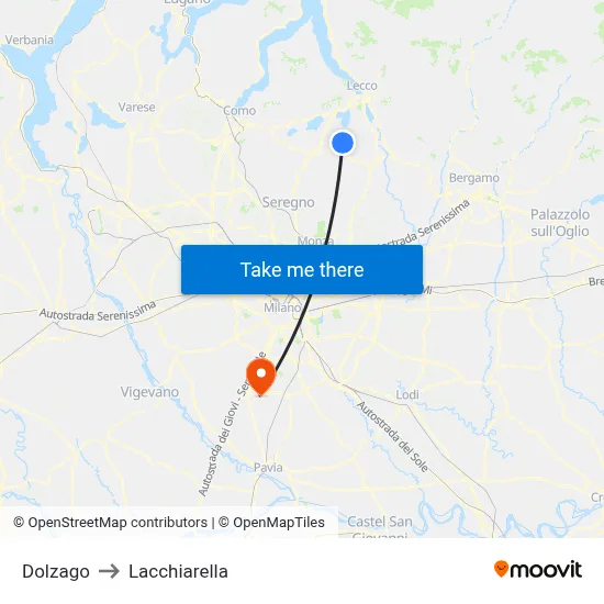 Dolzago to Lacchiarella map