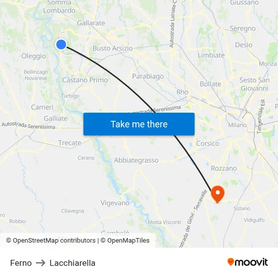 Ferno to Lacchiarella map
