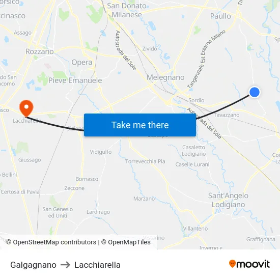 Galgagnano to Lacchiarella map