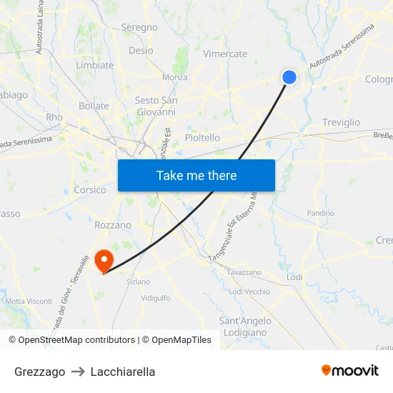 Grezzago to Lacchiarella map