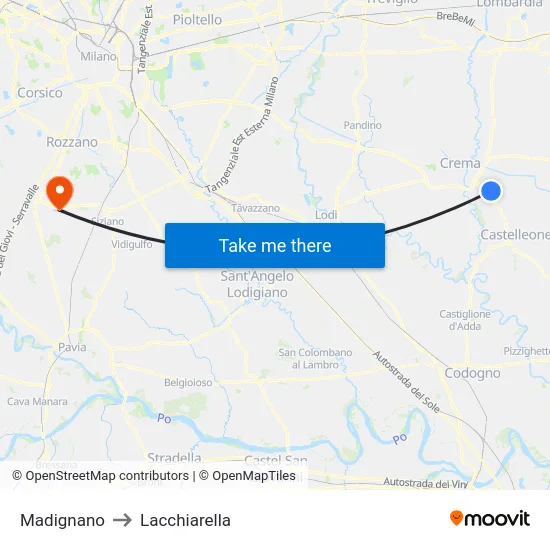 Madignano to Lacchiarella map