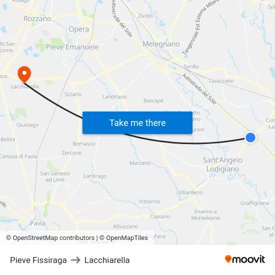 Pieve Fissiraga to Lacchiarella map