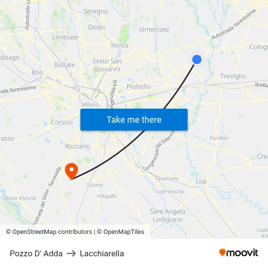 Pozzo D' Adda to Lacchiarella map