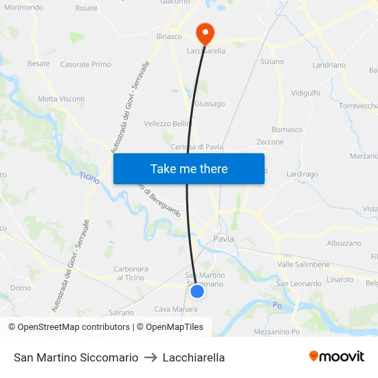 San Martino Siccomario to Lacchiarella map