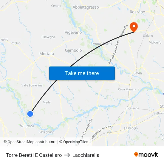 Torre Beretti e Castellaro to Lacchiarella map