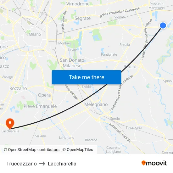 Truccazzano to Lacchiarella map