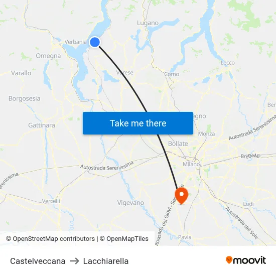 Castelveccana to Lacchiarella map