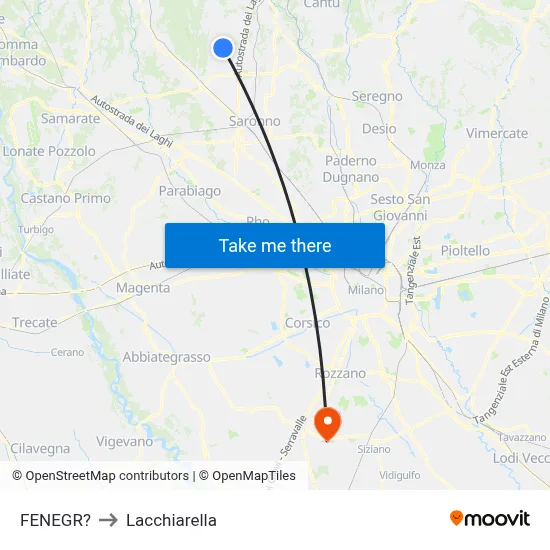 Fenegro to Lacchiarella map
