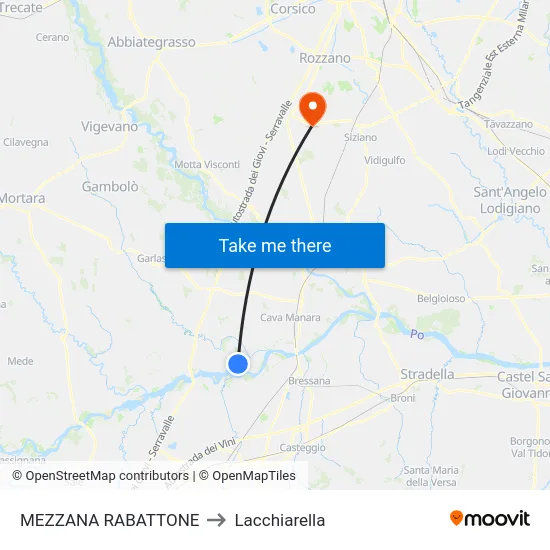 Mezzana Rabattone to Lacchiarella map