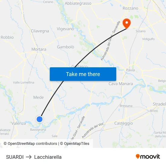 Suardi to Lacchiarella map