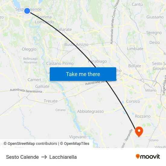 Sesto Calende to Lacchiarella map