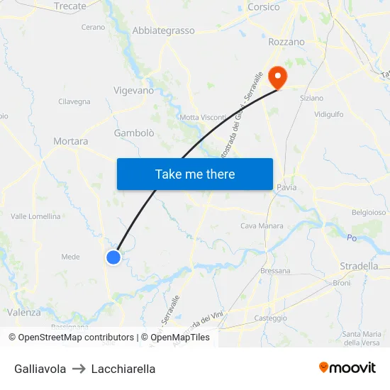 Galliavola to Lacchiarella map