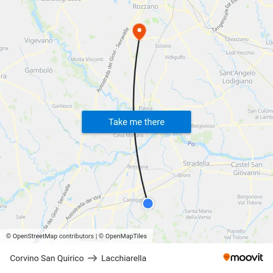 Corvino San Quirico to Lacchiarella map