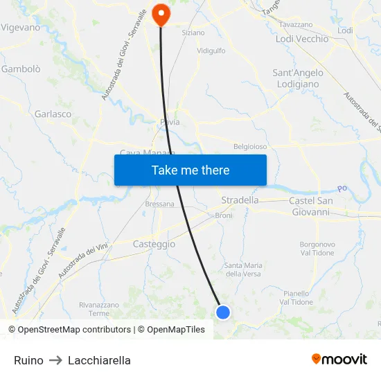 Ruino to Lacchiarella map