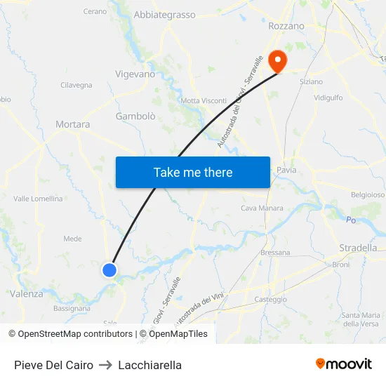 Pieve Del Cairo to Lacchiarella map
